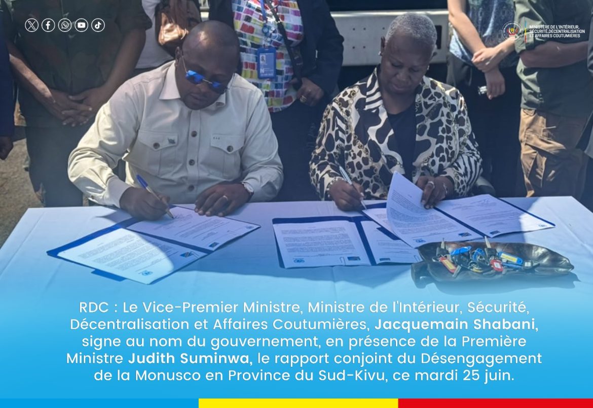 Jacquemain Shabani a participé à la cérémonie marquant la fermeture des bureaux de la Monusco au Sud-Kivu